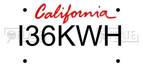 I36KWH California License Plate
