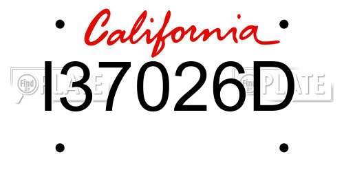 I37026D California License Plate