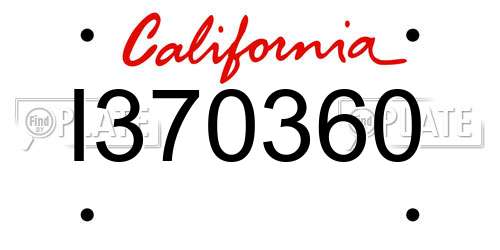I370360 California License Plate
