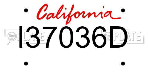 I37036D California License Plate