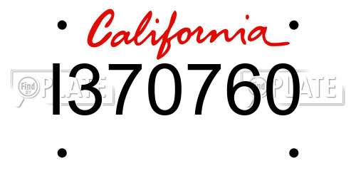I370760 California License Plate