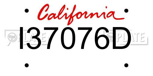 I37076D California License Plate