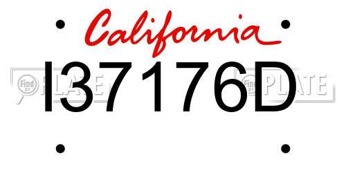 I37176D California License Plate