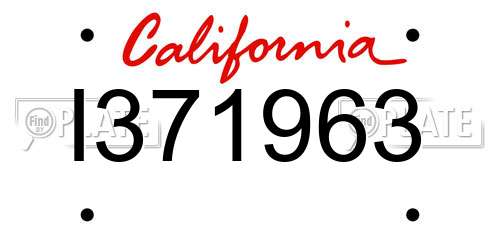 I371963 California License Plate
