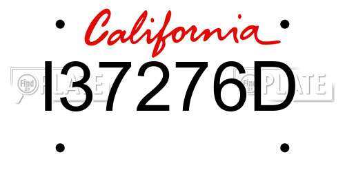 I37276D California License Plate