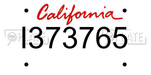 I373765 California License Plate