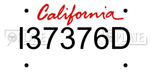 I37376D California License Plate