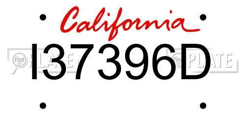 I37396D California License Plate