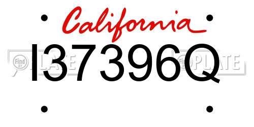 I37396Q California License Plate