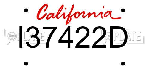 I37422D California License Plate