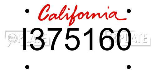 I375160 California License Plate