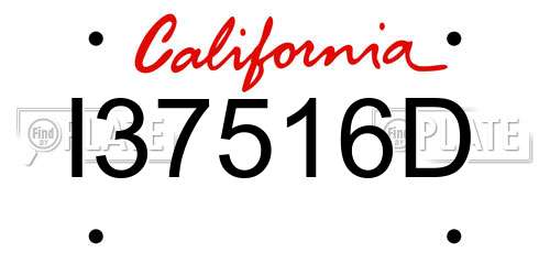 I37516D California License Plate