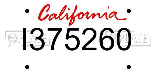 I375260 California License Plate