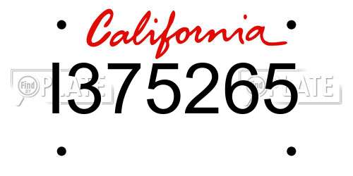 I375265 California License Plate