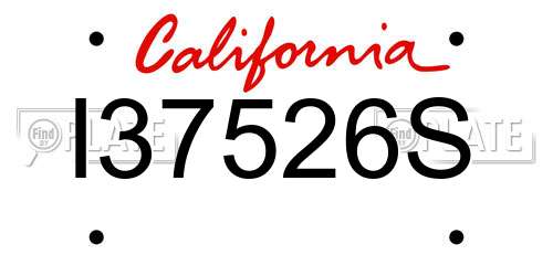 I37526S California License Plate