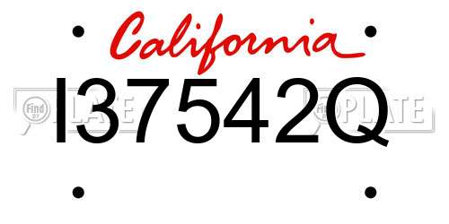 I37542Q California License Plate