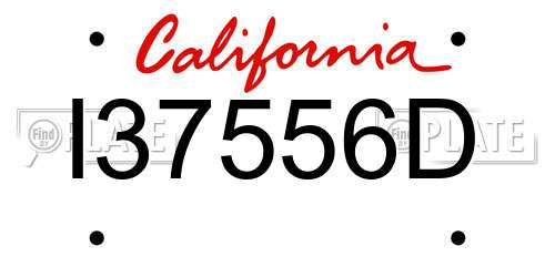 I37556D California License Plate