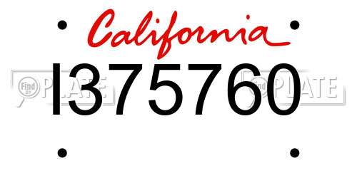 I375760 California License Plate