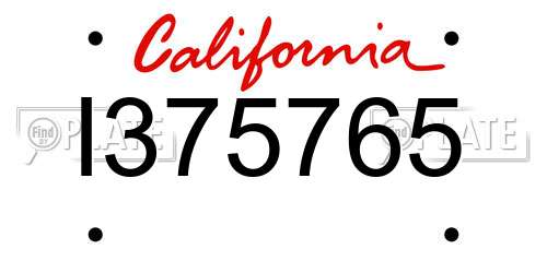 I375765 California License Plate