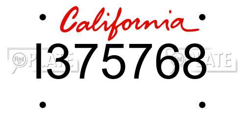 I375768 California License Plate