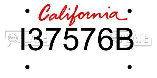 I37576B California License Plate