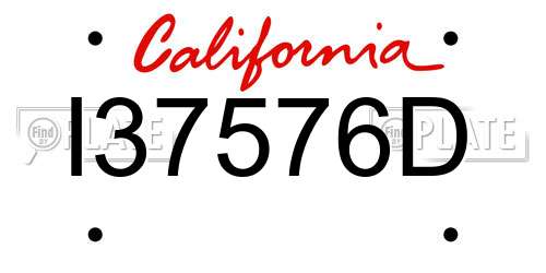 I37576D California License Plate