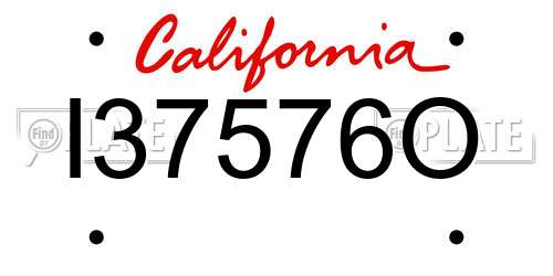 I37576O California License Plate