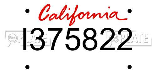 I375822 California License Plate