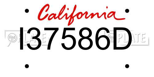 I37586D California License Plate