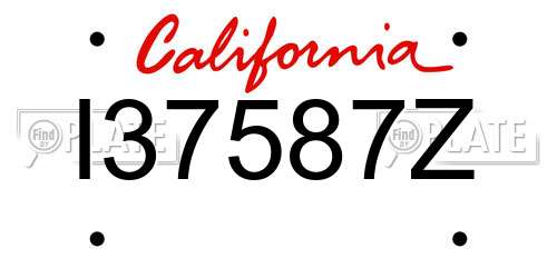 I37587Z California License Plate
