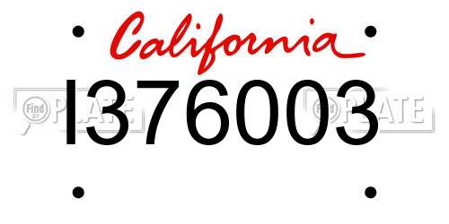I376003 California License Plate