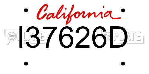 I37626D California License Plate
