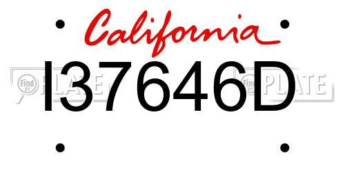 I37646D California License Plate