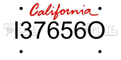 I37656O California License Plate