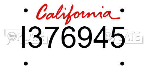 I376945 California License Plate