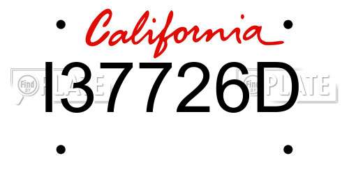 I37726D California License Plate