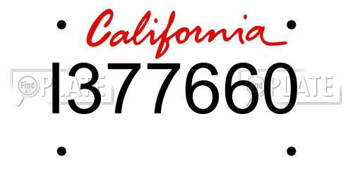 I377660 California License Plate