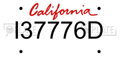 I37776D California License Plate