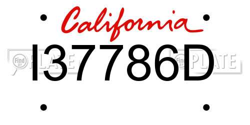 I37786D California License Plate