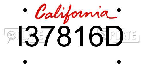 I37816D California License Plate