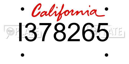 I378265 California License Plate