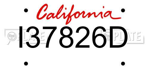 I37826D California License Plate