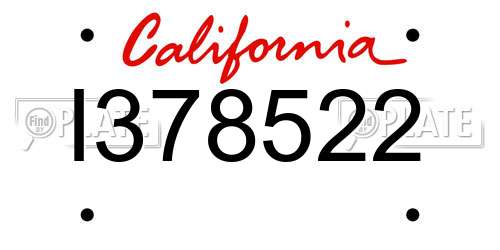 I378522 California License Plate