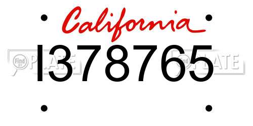 I378765 California License Plate