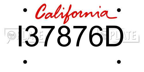 I37876D California License Plate