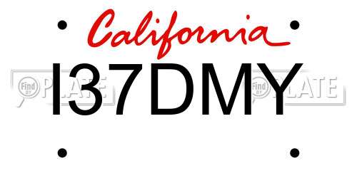 I37DMY California License Plate