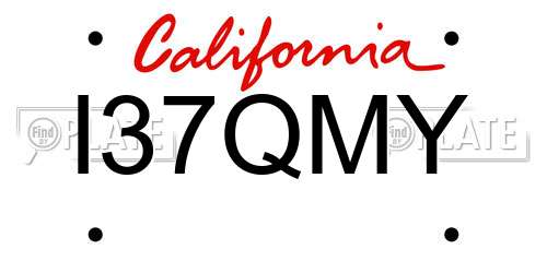I37QMY California License Plate