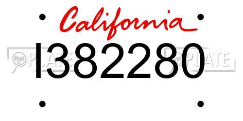 I382280 California License Plate