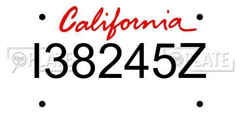 I38245Z California License Plate
