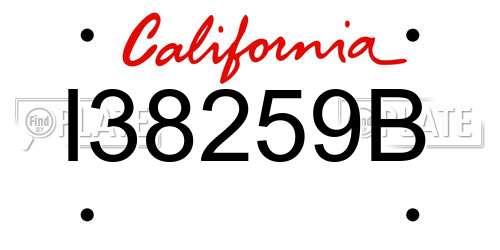 I38259B California License Plate
